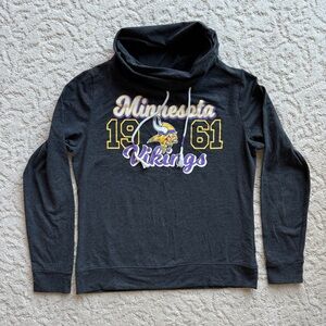 Vikings NFL Women’s Medium Dark Gray Sportswear Cowl Long Sleeve Game Day Shirt